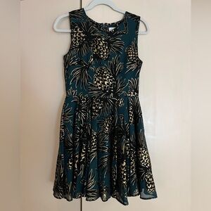 Maison Jules Teal and Black Pinecones Print Dress